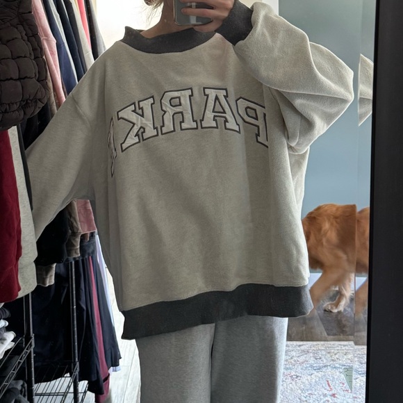 Parke Women's Two-Tone Gray Crewneck Sweatshirt - Picture 2 of 2